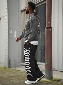 Heavens Edit Autumn And Winter "It Is What It Is" Pattern Men's Hooded Sweatshirt Top, Slightly Elastic Fit Washed And Distressed Cotton Black Long-Sleeved Cardigan Zipper Sweatshirt, Outdoor Daily Casual Jacket - Black - View 5