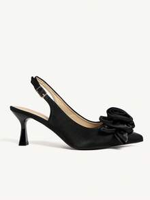 CUCCOO CHICEST 花卉珍珠露跟凉鞋，尖头高跟女鞋 - 黑色 - 查看 4