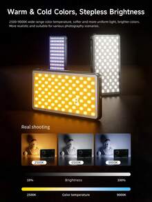 Teckwe Đèn LED chiếu sáng video RGB, đèn phụ trợ 3000K-8500K, có thể điều chỉnh độ sáng, 12 hiệu ứng ánh sáng, pin tích hợp, kèm bộ chuyển đổi đế gắn phụ kiện (cold shoe) cho vlog, livestream, hội nghị video. - màu đen - Xem 4