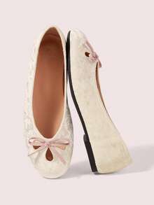 CUCCOO DOLLMOD French Round Toe Soft Sole Hollow Ballet Shoes Women's Fashion Women Wear Comfortable Soft Sole Low Vamp Temperament Velvet Versatile Flat Sole Shoe Valentine's Day - Apricot - View 2