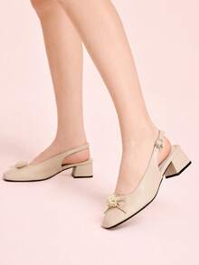 CUCCOO DOLLMOD 甜美仙女包头凉鞋 女式时尚 法式女士通勤花卉温柔外套 高跟鞋 粉色浅口玛丽珍运动鞋 - 淺粉色 - 查看 5