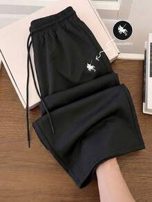 GlowEve Women's Casual Embroidered Sweatpants For Commuting And Street Wear, Summer - Black - View 5