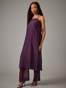 NYA SZN Matching Two Pieces Set Sheet Tunic Top And Pant Purple - Purple - View 5
