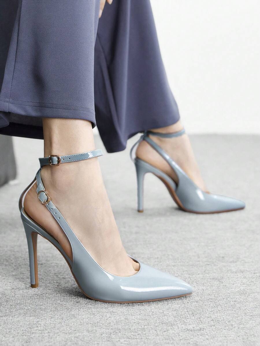 CUCCOO BIZCHIC Nuevos tacones altos de punta fina y versátiles para mujeres para Navidad - Azul claro - Ver 1