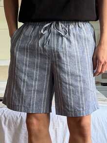 DAZY 男士纹理面料弹力腰短裤，夏季家居服 - 彩色 - 查看 3