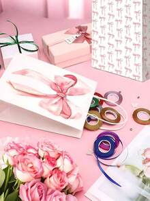 粉色蝴蝶结礼品袋，12个装 - 可重复使用的牛皮纸礼品袋，带提手，适用于婚礼、生日、婴儿派对、单身派对回礼、圣诞礼物和派对装饰 - 彩色 - 查看 5