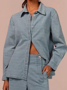 COSMINA Women's Casual Commuter Shirt & Jeans Set - Light Wash - View 6