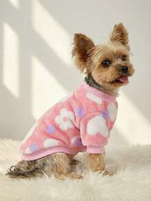 PETSIN 1 Pc Pink Flannel Heart Print Warm Crew Neck For Pet Dog Cat, Universal - Multicolor - View 8