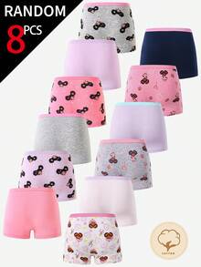 8pcs/Set Girls' Cute Cartoon Princess Cotton Briefs, Assorted Colors & Prints - Multicolor - View 2