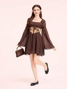 CUCCOO DOLLMOD French Round Head Soft Sole Hollow Ballet Shoes Women's Fashion Women Wear One Pedal Comfortable Soft Sole Low Vamp Temperament Velvet Versatile Flat Sole Shoe Valentine's Day - Black - View 6