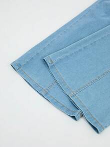 GlowEve Women's Casual Zip-Up Ruffled Denim Jumpsuit, Summer - Blue - View 6