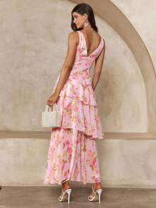 Enchnt Sexy Backless Deep V-Neck Sleeveless Bodycon Dress, Vacation Style - Pink - View 7