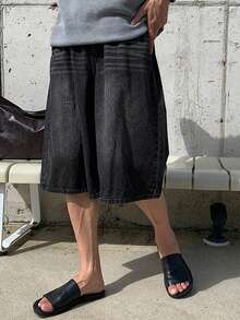 DAZY Men's Black Washed Denim Shorts With Belt, Summer - Black - View 2