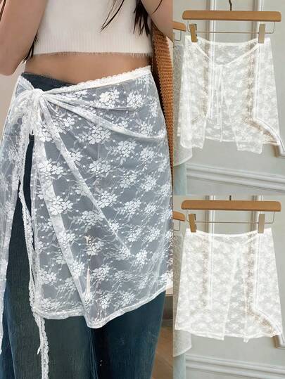 Elenzga 大码蕾丝百搭A字裙，度假风