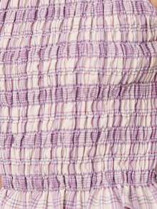 Nöista Sleeveless Plaid Dress Features A Smocked Bodice With Ruffle Details At The Waist And Neckline, Flowing Into A Gathered Skirt. Spring, Summer Outfit For Women, Casual Top. - Purple - View 7