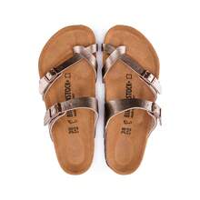 Birkenstock صنادل نسائية ماياري بيركو-فلور (عادية) أنيقة باللون الرمادي الداكن - بيج - مشاهدة 2