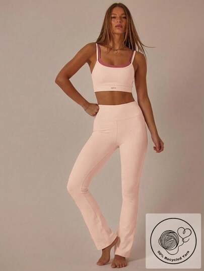 Aralina Double Strap Cut Out Crop Top And High Waist Leggings Stretchy Workout Sets Women