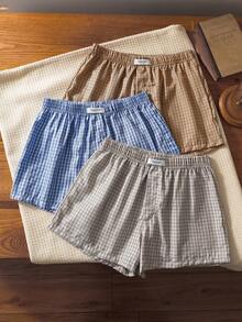 3pcs/Set Men's Plaid Pattern Pants - Multicolor - View 1