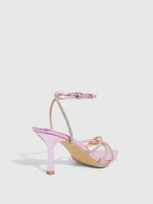 CUCCOO SZL Women's Pointed Toe Rhinestone Buckle Design Fashionable Daily Wear High Heel Sandals - Purple - View 11