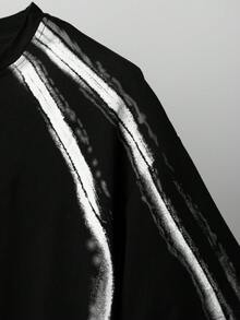 STYNVO Streetrush 男士撞色印花圆领短袖 T 恤男士 Y2k 服装男士服装男士黑色服装、万圣节、万圣节派对、街头服饰 - 黑色 - 查看 6