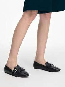 Mnmlis Women's Buckle Design Casual Flat Shoes For Daily Wear - Black - View 3