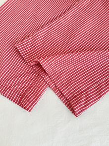 Sweetra 女士新年、夏季、万圣节、圣诞节、感恩节服装，新品上市，适合派对、通勤、日常、度假、海滩、休闲穿着。女士夏季沙滩裤，红白格子裤，红色裤子搭配白色扭结蝴蝶结腰带设计，宽松裤腿，休闲度假海滩时尚裤 - 紅白色 - 查看 7