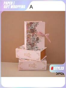 5/10Pcs Book Shape Gift Box With Ribbon Paperboard Candy Chocolate Present Packaging Box For Party, Wedding, Birthday, Valentine's Day, Valentines Wedding, Birthday - Multicolor - View 8