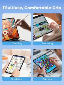 Teckwe Stylus Pen, Touch Screens, High Sensitivity & Precision Capacitive Stylus With 2 Replaceable Nibs, USB-C Fast Charging, Palm Rejection & Tilt Sensitivity - Multicolor - View 2