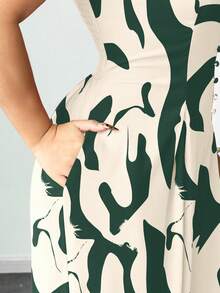 Elenzga Bộ jumpsuit nữ cỡ lớn thanh lịch in hoa, dây đeo có thể điều chỉnh, thời trang và tinh tế cho đầu xuân. - màu xanh lá - Xem 5