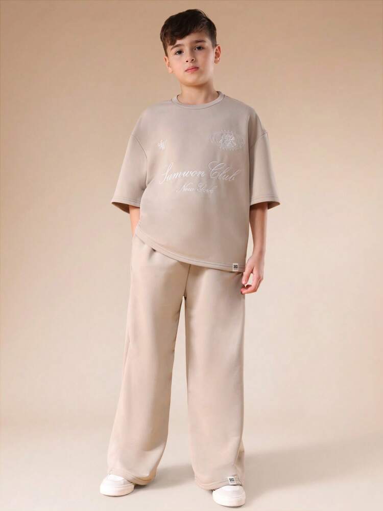 Stone Oversized T-Shirt And Wide Leg Sweatpants Set