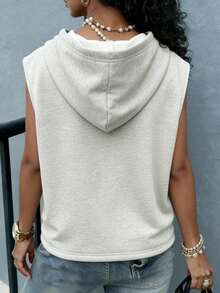 Rovax Women Casual Hooded Sleeveless Vest, Versatile Zip-Up Sweatshirt Jacket - Grey - View 2