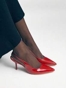 Mnmlis حذاء كعب نسائية - الأحمر - مشاهدة 8