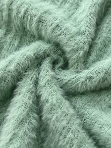 Elamini 白色露肩露背仿马海毛罗纹针织蝴蝶仿珍珠装饰长袖修身迷你连衣裙，Y2K复古可爱派对休闲连衣裙，适合秋冬季、圣诞节、新年等场合。 - 淺綠色 - 查看 7