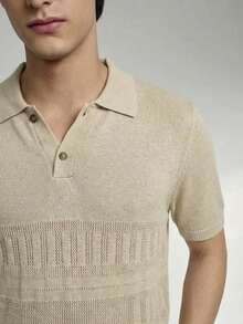 Manfinity Homme Herren einfarbiges minimalistisches gestricktes Kurzarmoberteil - Khaki - Übersicht 4