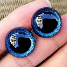 20颗闪亮眼睛，黑色塑料娃娃眼睛，尺寸12/14/16/18/20/25/30毫米，3D闪光眼睛带环，适用于钩针编织、阿米格鲁米娃娃、塑料钩针眼睛、泰迪熊DIY配件 - 彩色 - 查看 7