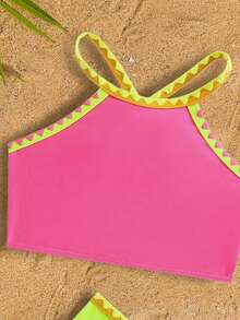 Bộ bikini 2 mảnh phối màu thời trang mới cho bé gái - Màu Hồng Tươi - Xem 4