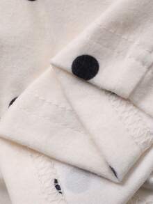 DAZY Women's Round Neck Polka Dot Print Ruched Short Sleeve Fitted T-Shirt - Apricot - View 6