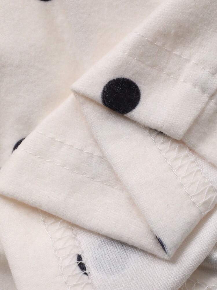 Women's Round Neck Polka Dot Print Ruched Short Sleeve Fitted T-Shirt