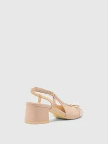 CUCCOO BIZCHIC Sapatos pretos clássicos femininos com tira no calcanhar, ideais para o Natal. - Pó nu - Ver 9