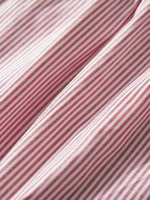 Men's Striped Letter Webbing Casual Loose Summer Airy Pants - Red and White - View 6