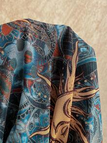 Soleia 女士性感复古图案网纱深V领串珠装饰紧身迷你连衣裙，适合节日派对、圣诞节、约会之夜、夜店、波西米亚风、度假、秋季等场合。 - 藍色 - 查看 8