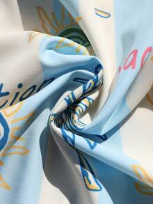 Vivid Eden Women's Vacation Summer Blue Leaf Print Kimono Shirt & Shorts 2 Pieces Beach Set - Multicolor - View 6