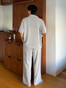 DAZY Men's Striped Shirt And Loungewear Set, Spring/Summer - Black - View 2