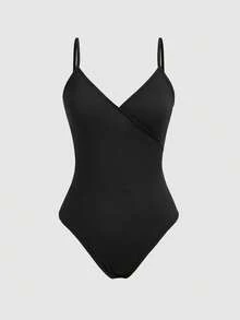 Franclia Women's Elegant Fitted Black Jumpsuit With Belt Contrast And White Shorts 2 Pieces Set - Black and White - View 4