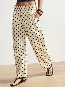 Bohemela Casual Woven Wavy Print Loose Women's Pants - White - View 7