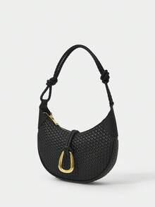 SHECARRY Women's Simple Fashion Zipper Underarm Handbag - Black - View 2