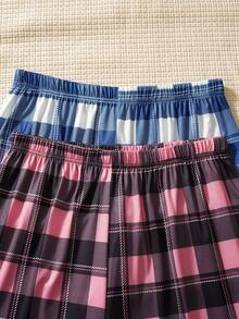 2 piezas/Set Pantalones de estar por casa a cuadros para hombre - Multicolor - Ver 4