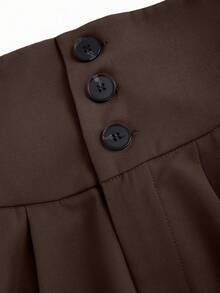 Sweetra Women's High Waist Loose Fit Flowy Casual Pants, Spring - Coffee Brown - View 3