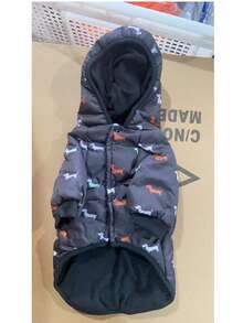 1pc Dog Print Pet Jacket, Suitable As A Gift For Pet Owners - Black - View 8