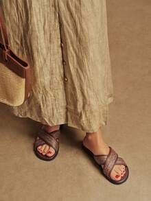Women's Summer Casual Versatile Criss-Cross Flat Slippers - Multicolor - View 1